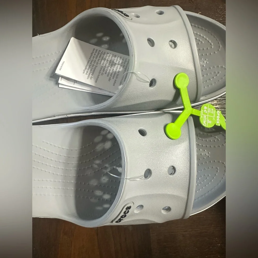 CROCS Men’s ' Light Gray Slide Sandals with Black Trim